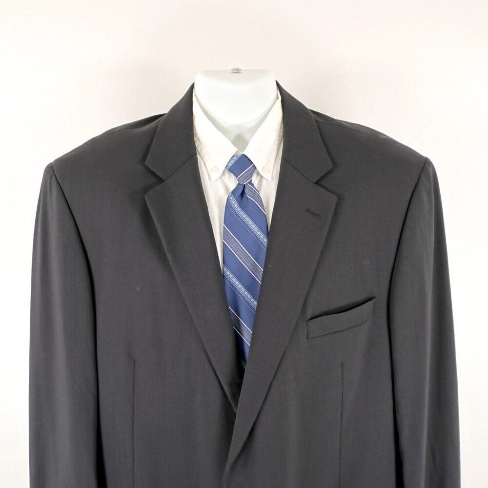 Pronto Uomo Comfort Stretch Worsted Wool Black 2 Button Suit Jacket 48l